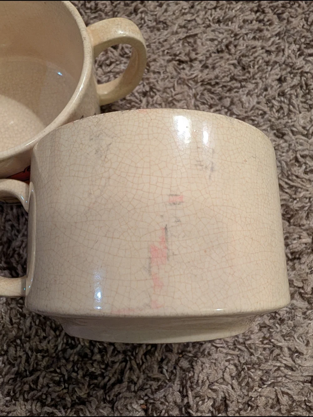 Set of 3 Vintage Ceramic Mugs 1970's Beige Multicolor Kitchen Food